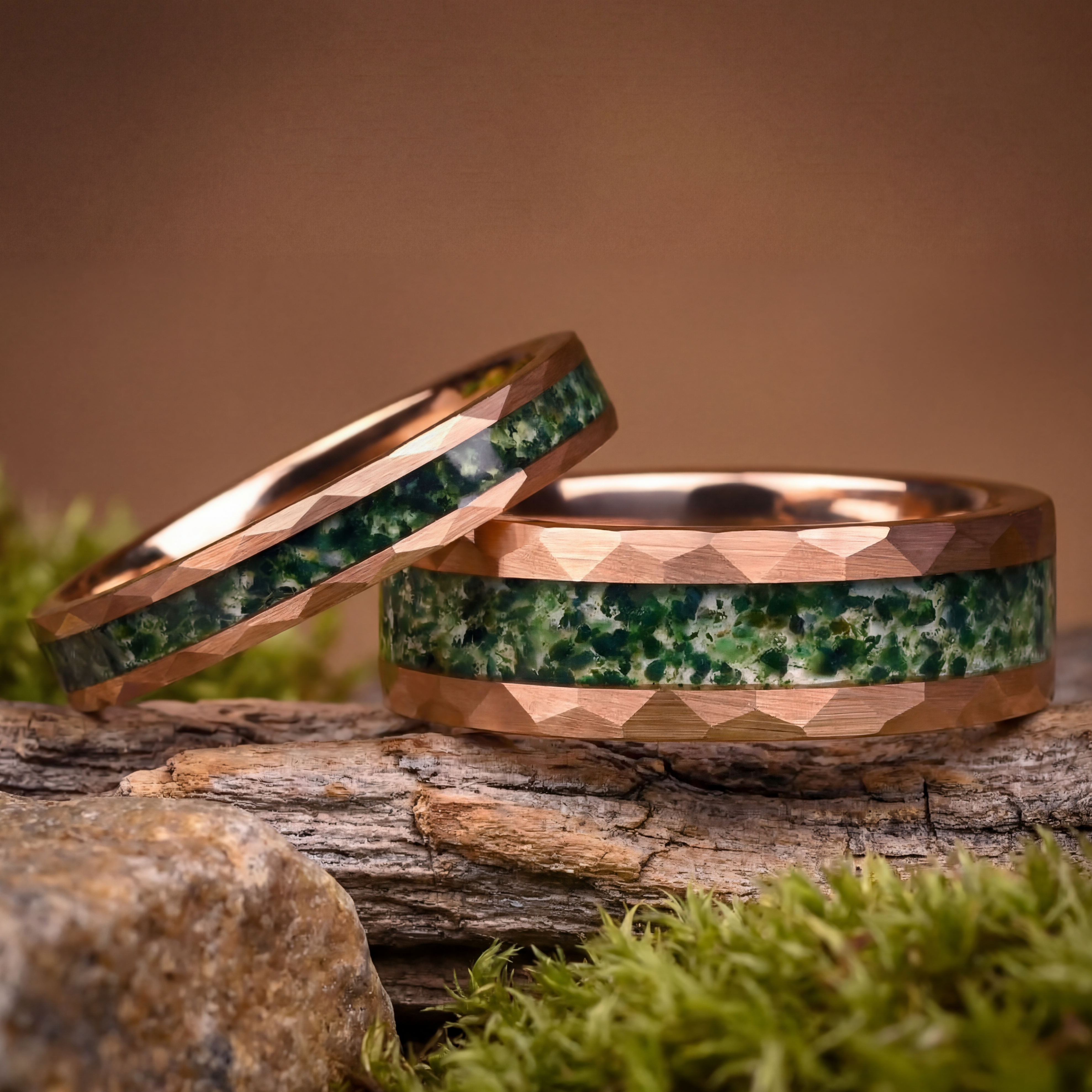 Solstice - Moss Agate Ring Set