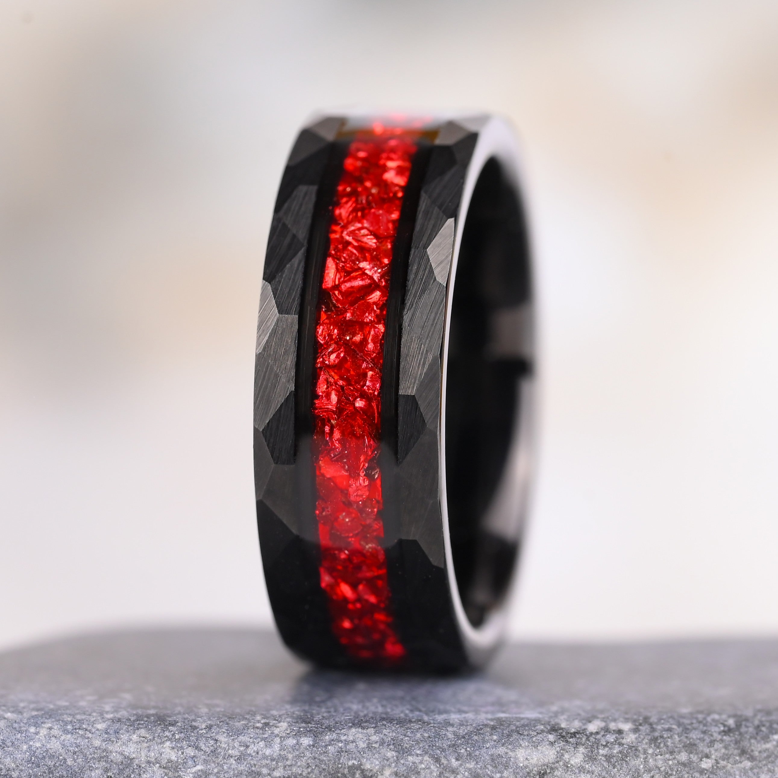 Garnet – Ring für Paare– 925 Sterling Silber und Wolfram Ringe – Ehering – Trauring – Roter Granat – Jubiläumsgeschenk – Monetto-Ringe