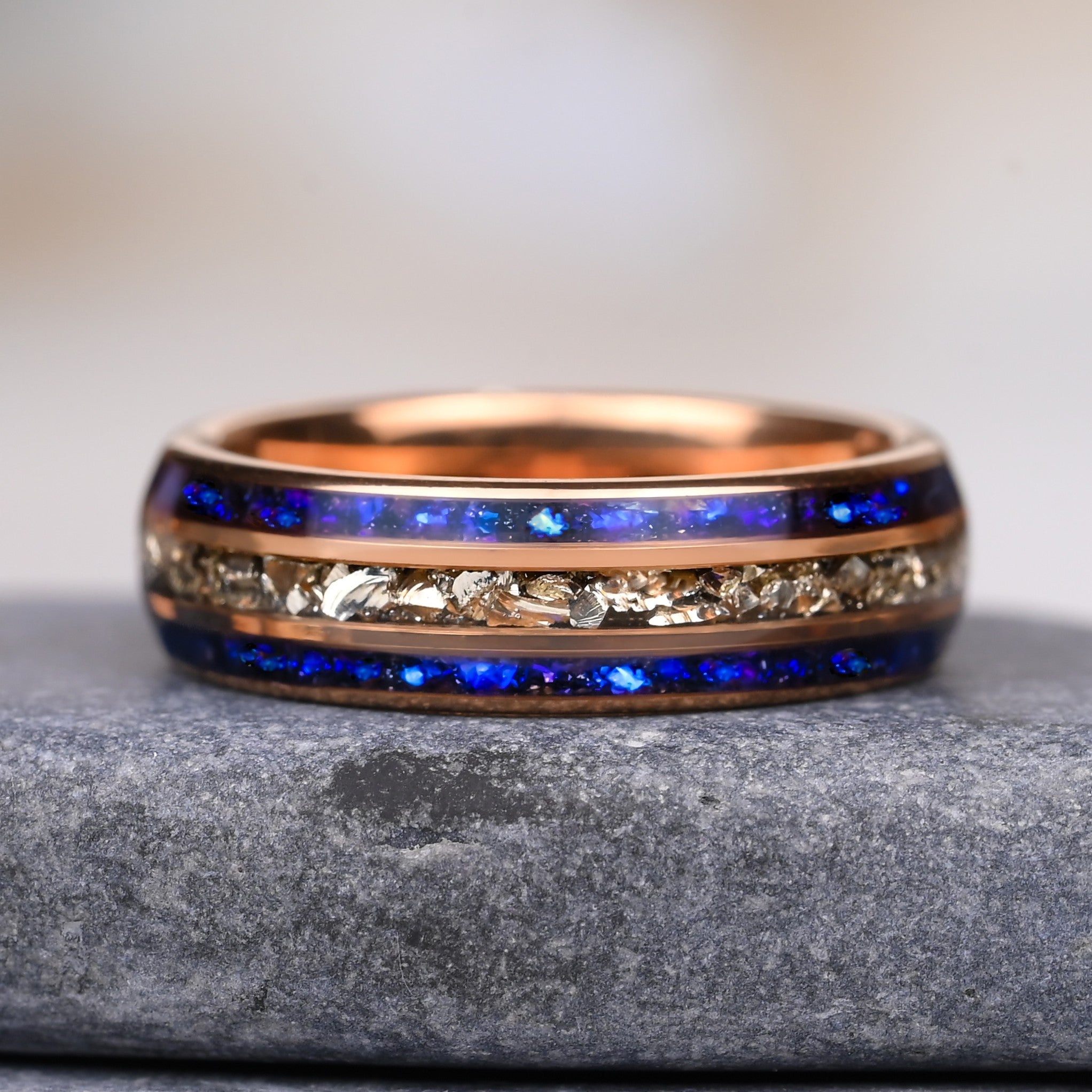 Leuchtende Ringe für Damen – Wolframring – Rift Nebula und eingelegte Diamanten – Jubiläumsring, Ehering – Monetto-Ringe