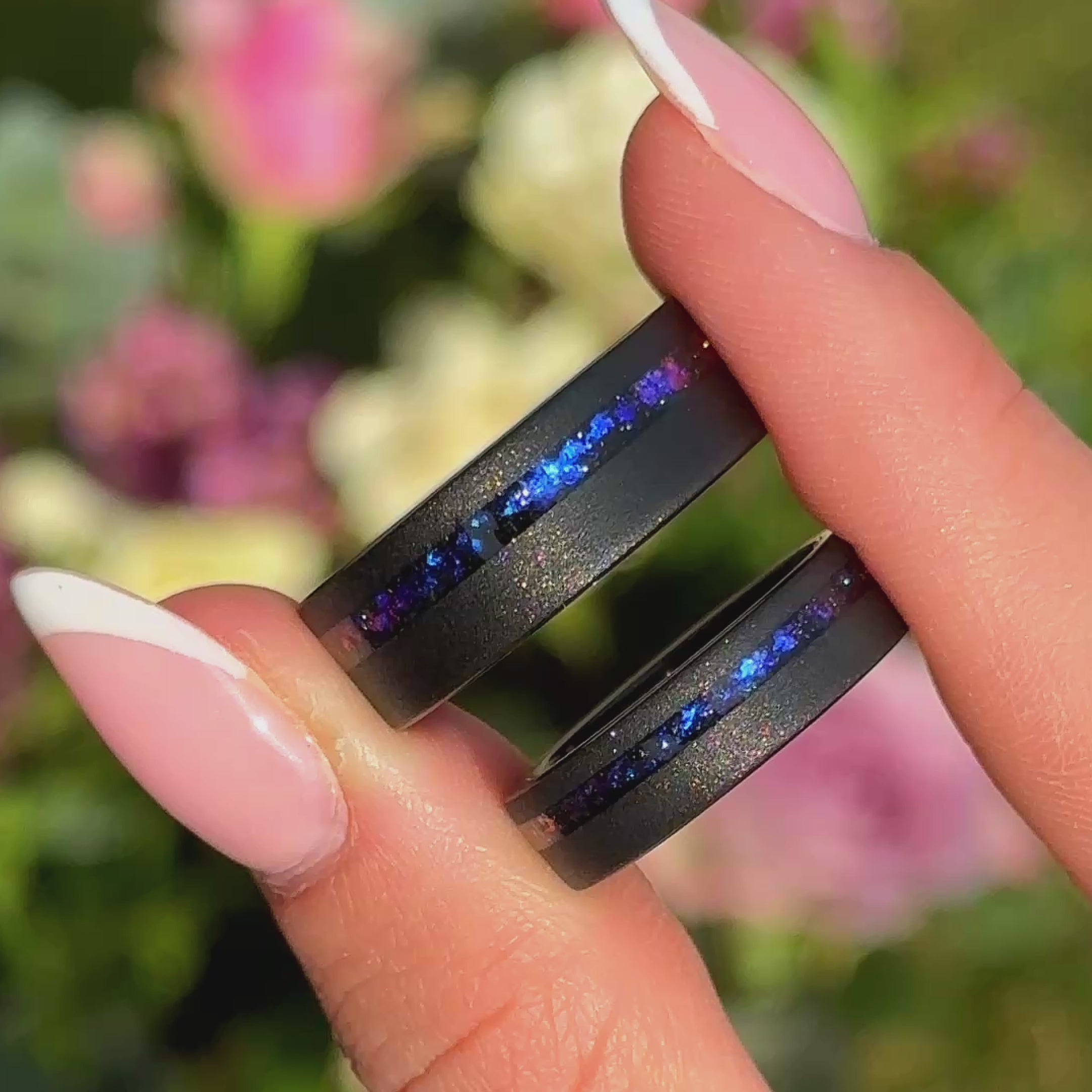 Stellar – Ringe für Paare, Wolframringe – Galaxy Nebula-Einlage – Jubiläumsring, Ehering – Monetto-Ringe