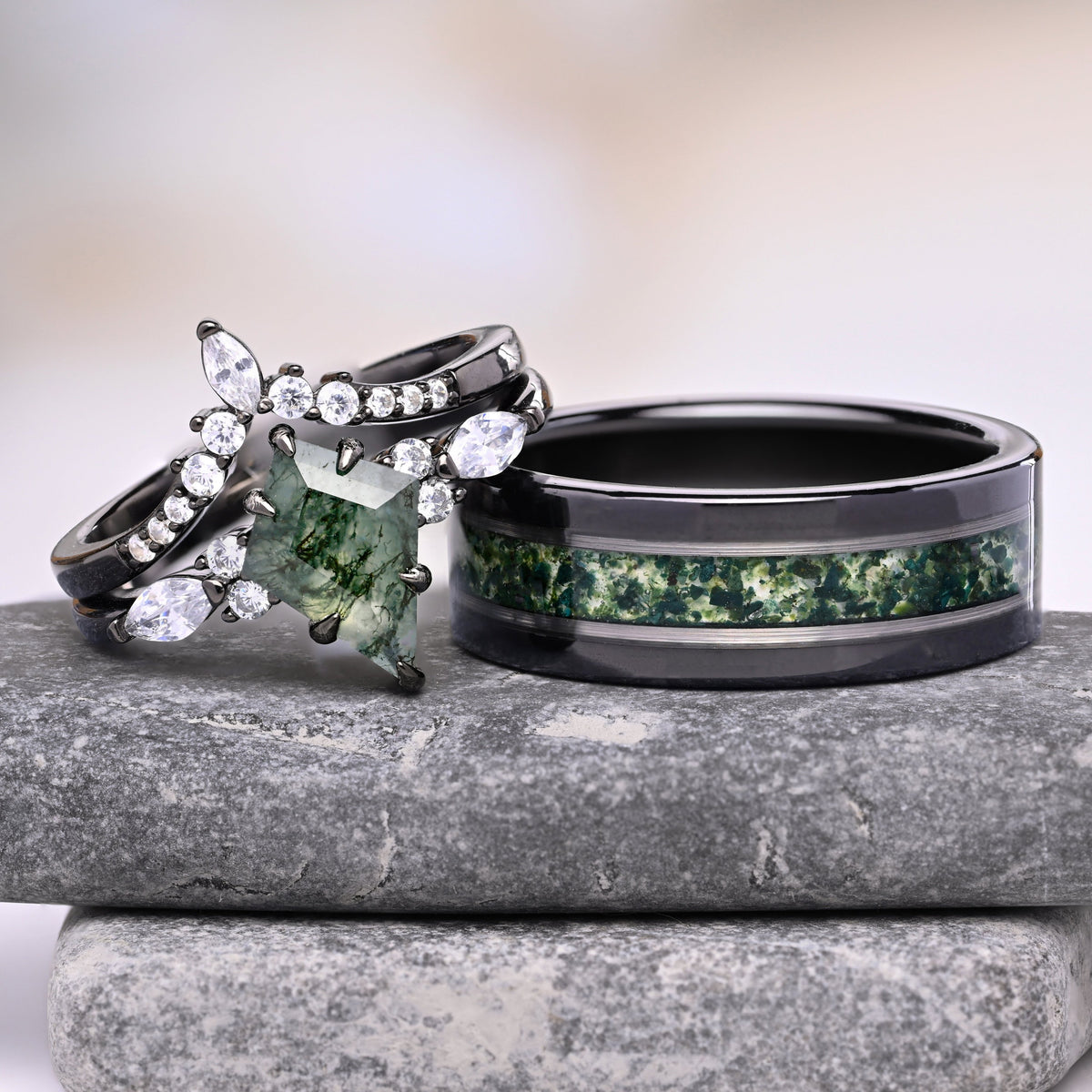 Verdant Vow of Elysia - Ring Set
