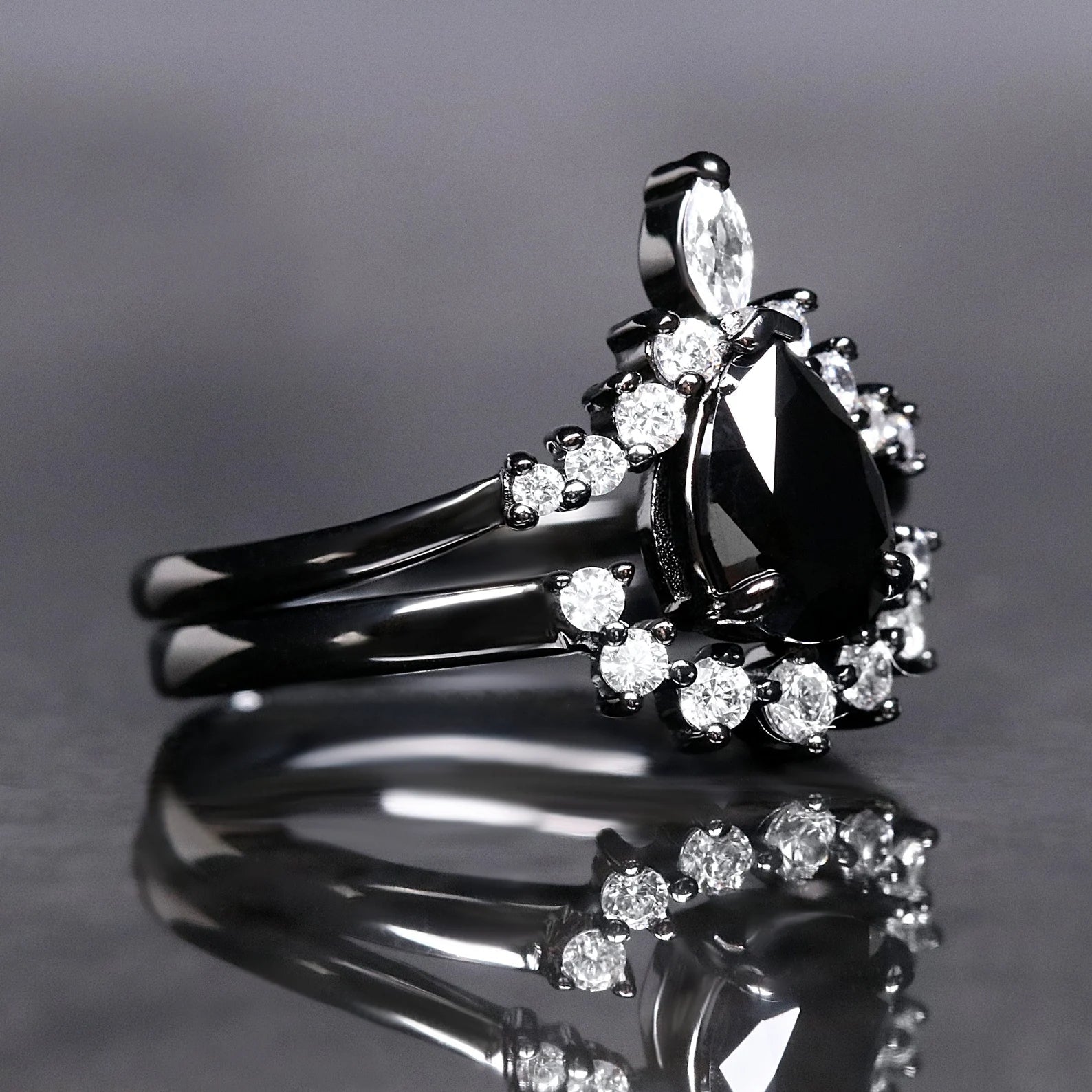 Obsidian Ring Set