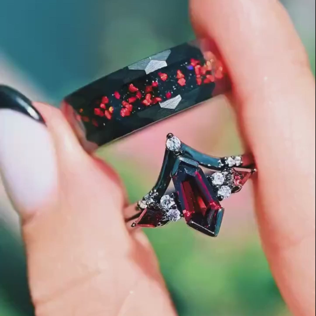 Garnet – Ring für Damen – 925 Sterling Silber Ringe – Ehering – Trauring – Roter Granat – Jubiläumsgeschenk – Monetto-Ringe