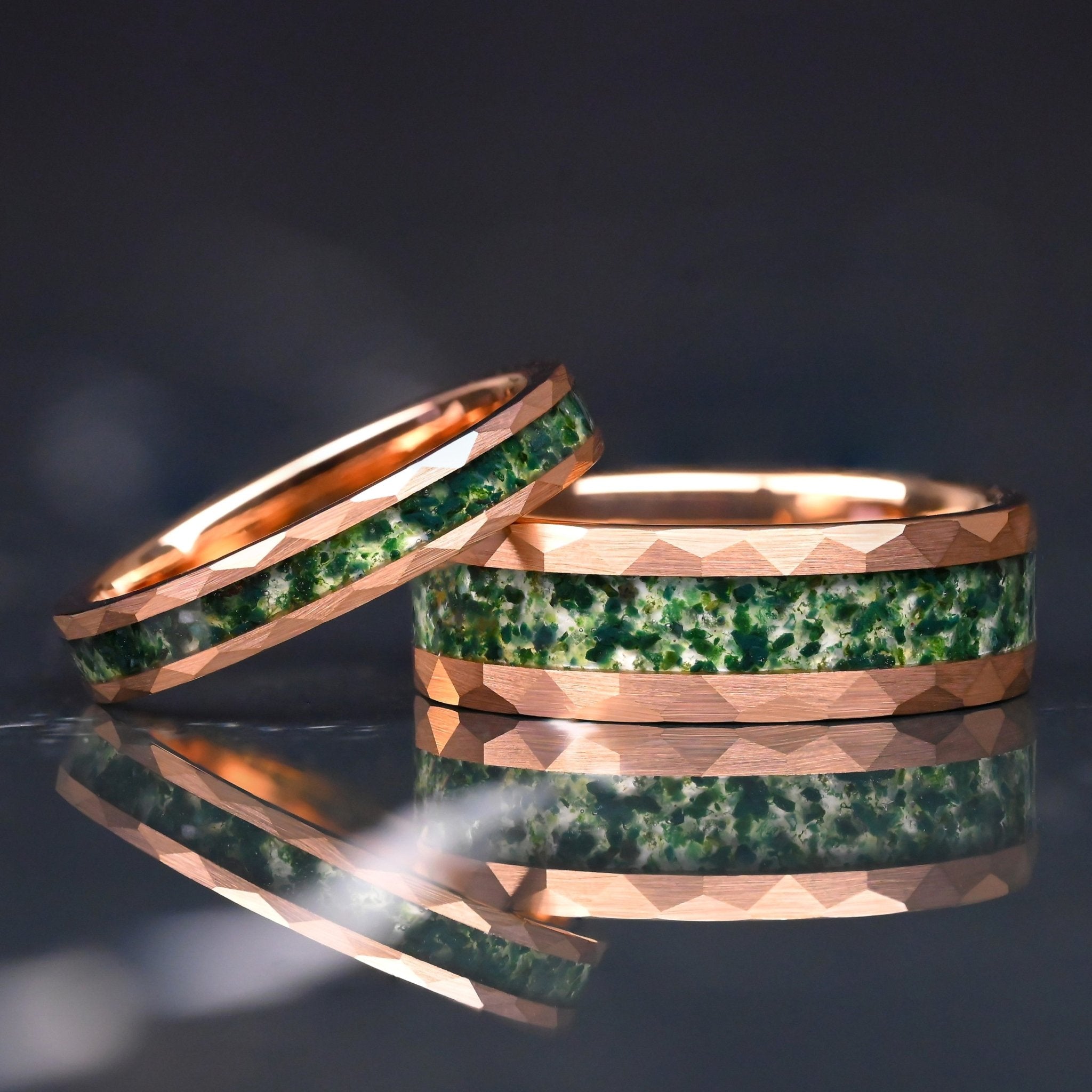 Solstice - Moss Agate Ring Set