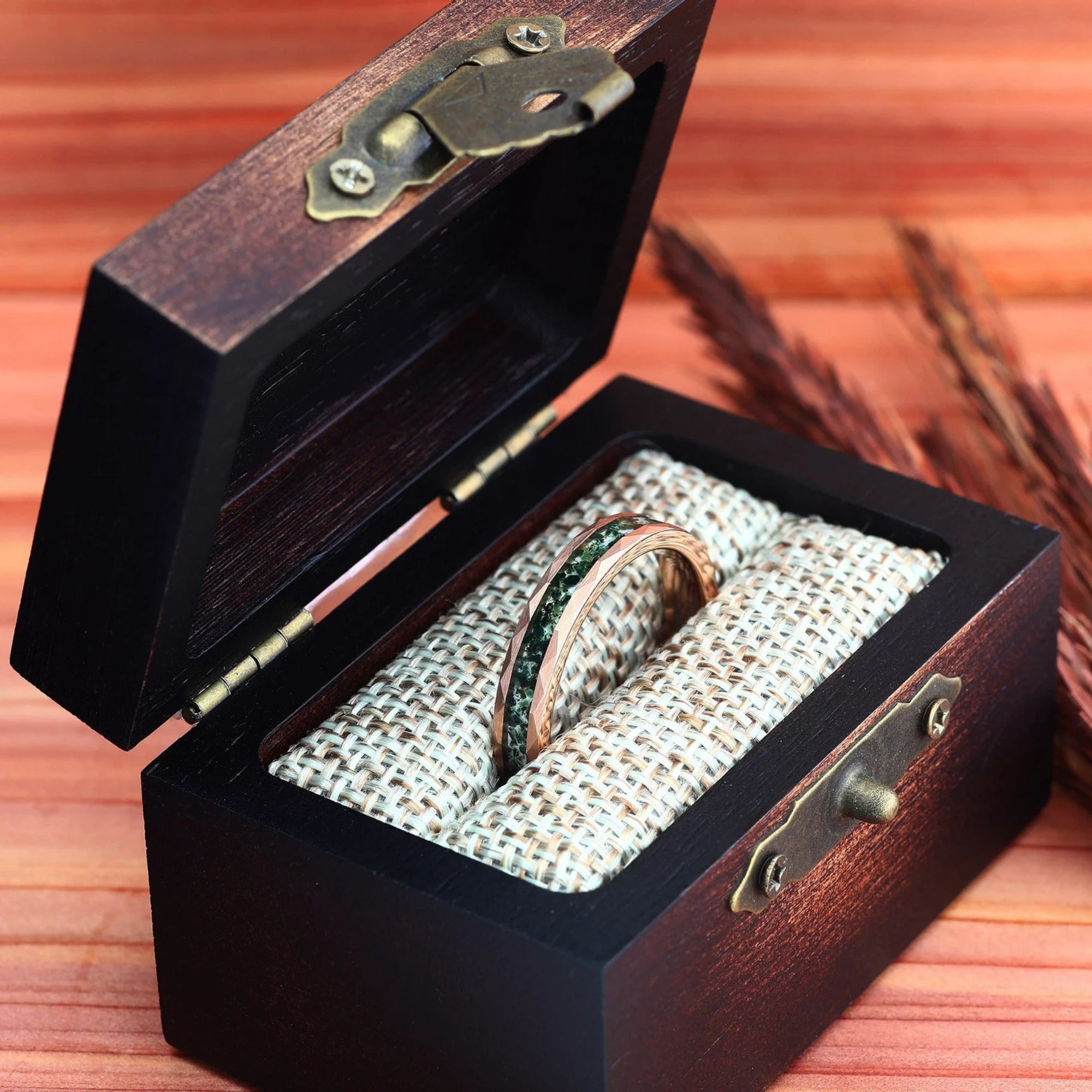 Sonnenwende - Moosachat Ringe Set - WOLFRAM - Monetto Ringe