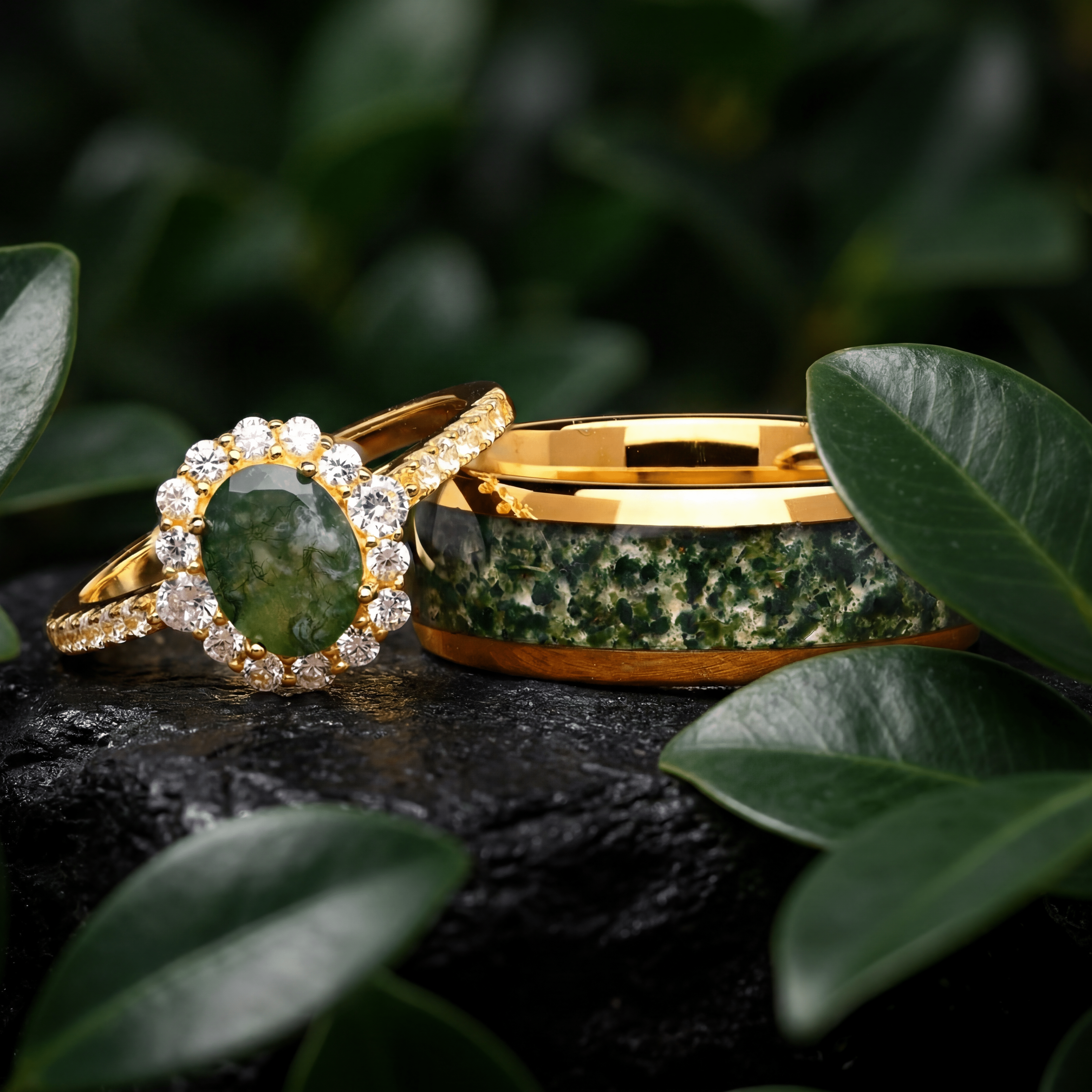 Verdant Vow of Elysia - Ring Set